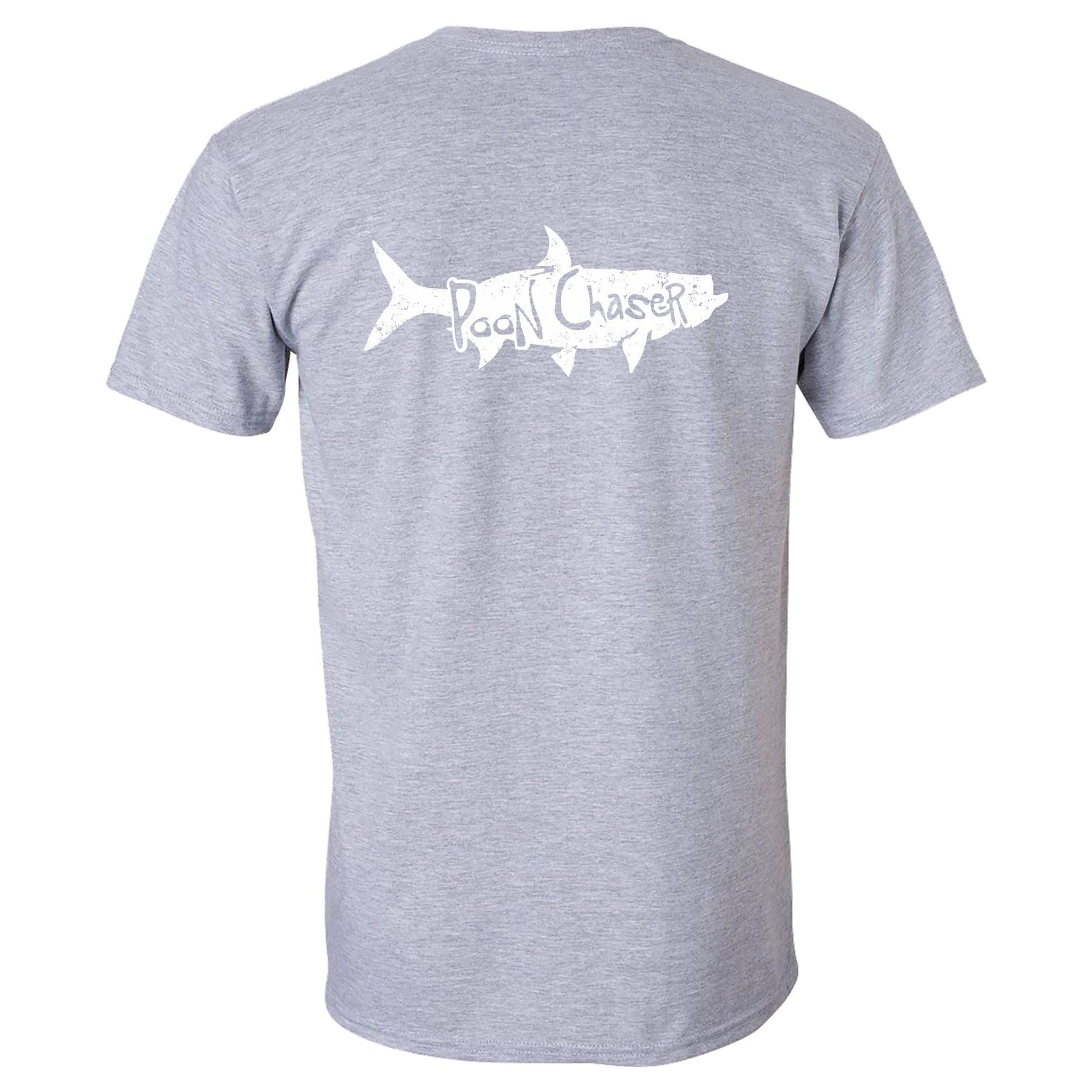 Tarpon "Poon Chaser" t-shirt in heather gray with White Reel Fishy logo