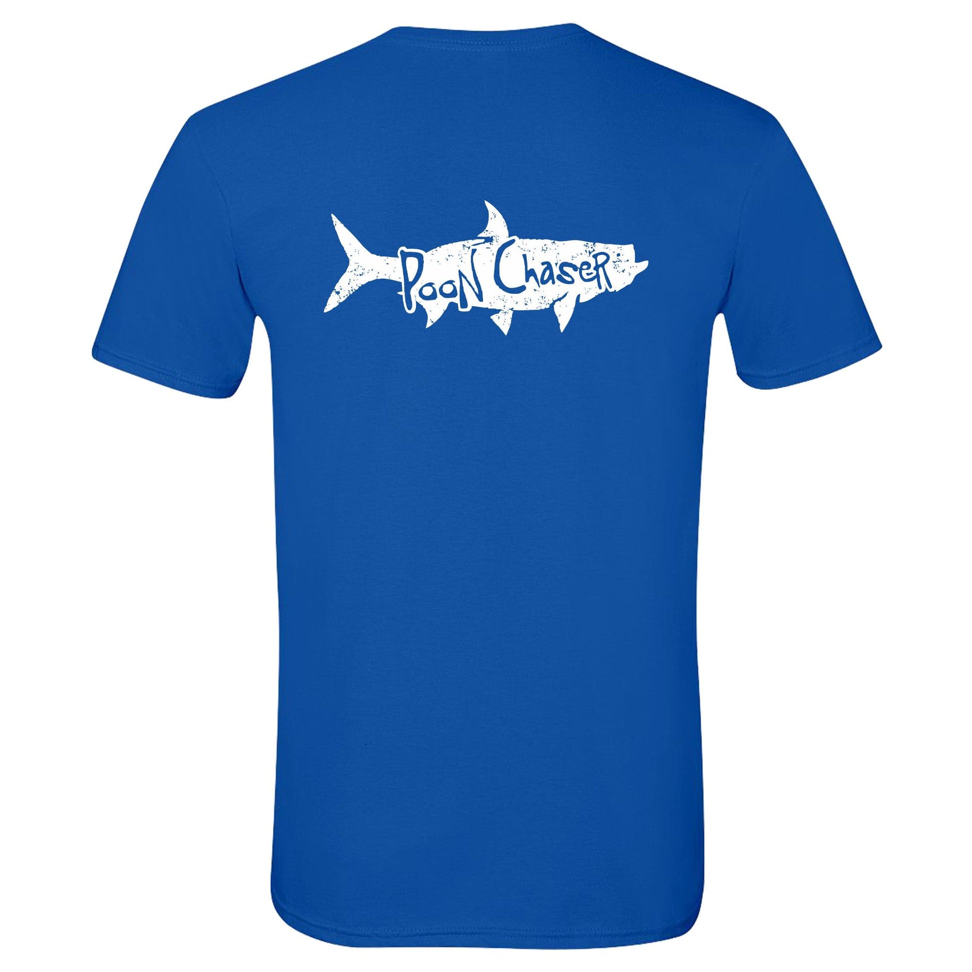 Tarpon "Poon Chaser" t-shirt in royal blue with White Reel Fishy logo