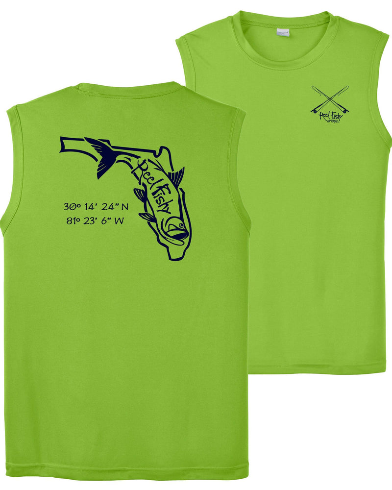 Lime Green Performance Tarpon State of Florida Sleeveless Shirt