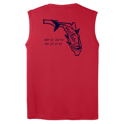Red Performance Tarpon State of Florida Sleeveless Shirt