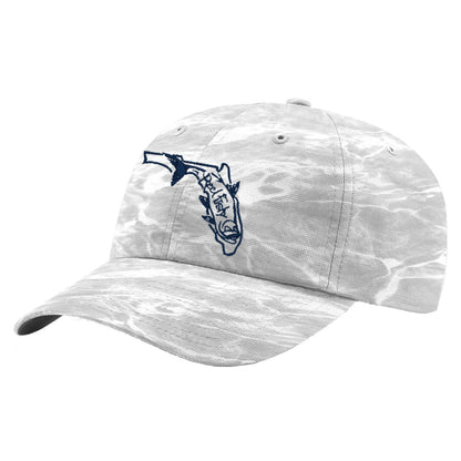 Reel Fishy Tarpon State of Florida design trucker hat in Kryptek Bonefish