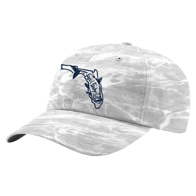 Reel Fishy Tarpon State of Florida design trucker hat in Kryptek Bonefish