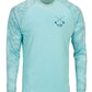 Tarpon Digital Camo Performance Dry-Fit Fishing Long Sleeve Shirts with 50+ UPF Sun Protection - Aqua Blue - Reel Fishy Salt Rods on Front