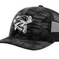 Bass "Reel Hawg" Structured Trucker Hat - Kryptek Black- White Bass logo