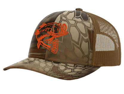 Bass Fishing Reel Hawg Structured Trucker Hats - *22 Colors! Royal/White - Orange Bass