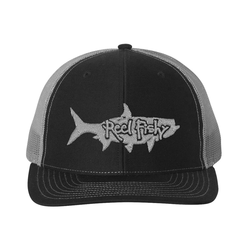 Black/Charcoal Trucker hat with Silver Tarpon Logo