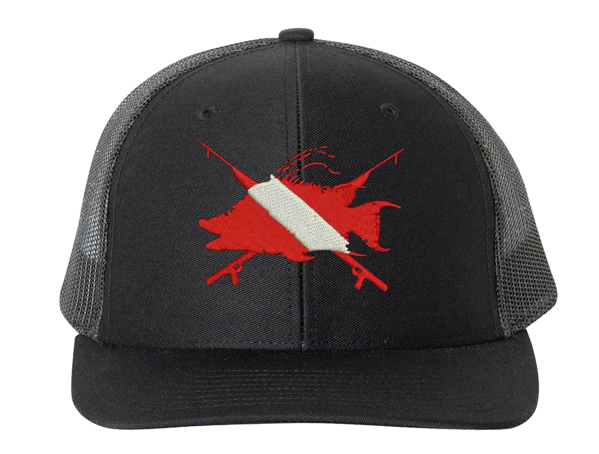 Hogfish Dive Spears Structured Trucker Snapback Hats - *9 Colors! Navy/White Mesh