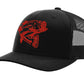 New Bass "Reel Hawg" Structured Trucker Hat - Black Solid - Red Bass logo