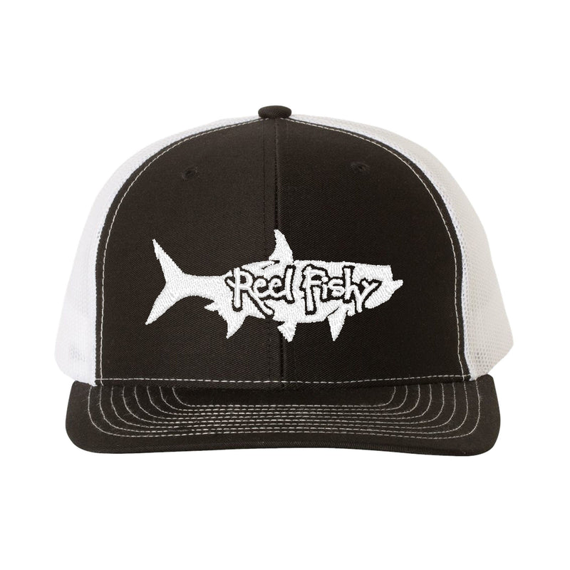 Black/White Trucker hat with White Tarpon Logo