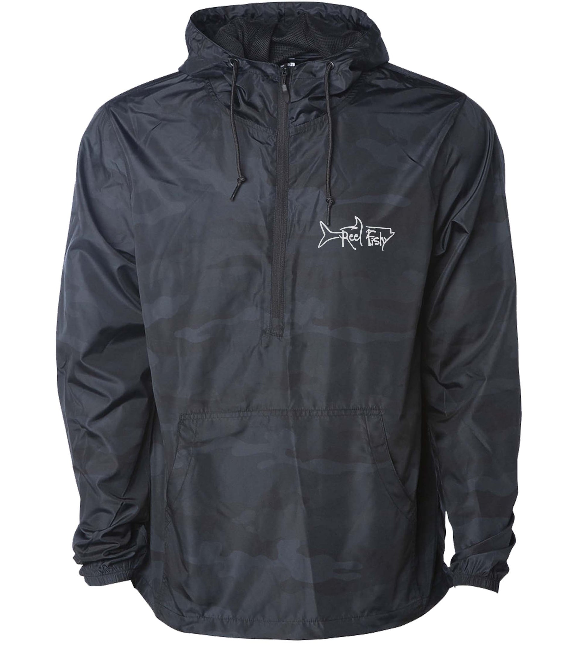 1/2 Zip Pullover Jacket in Black Camo color - Reel Fishy Apparel