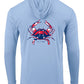 American Blue Crab -Reel Crabby Performance Hoodie Dry-fit Long Sleeve Blue Mist