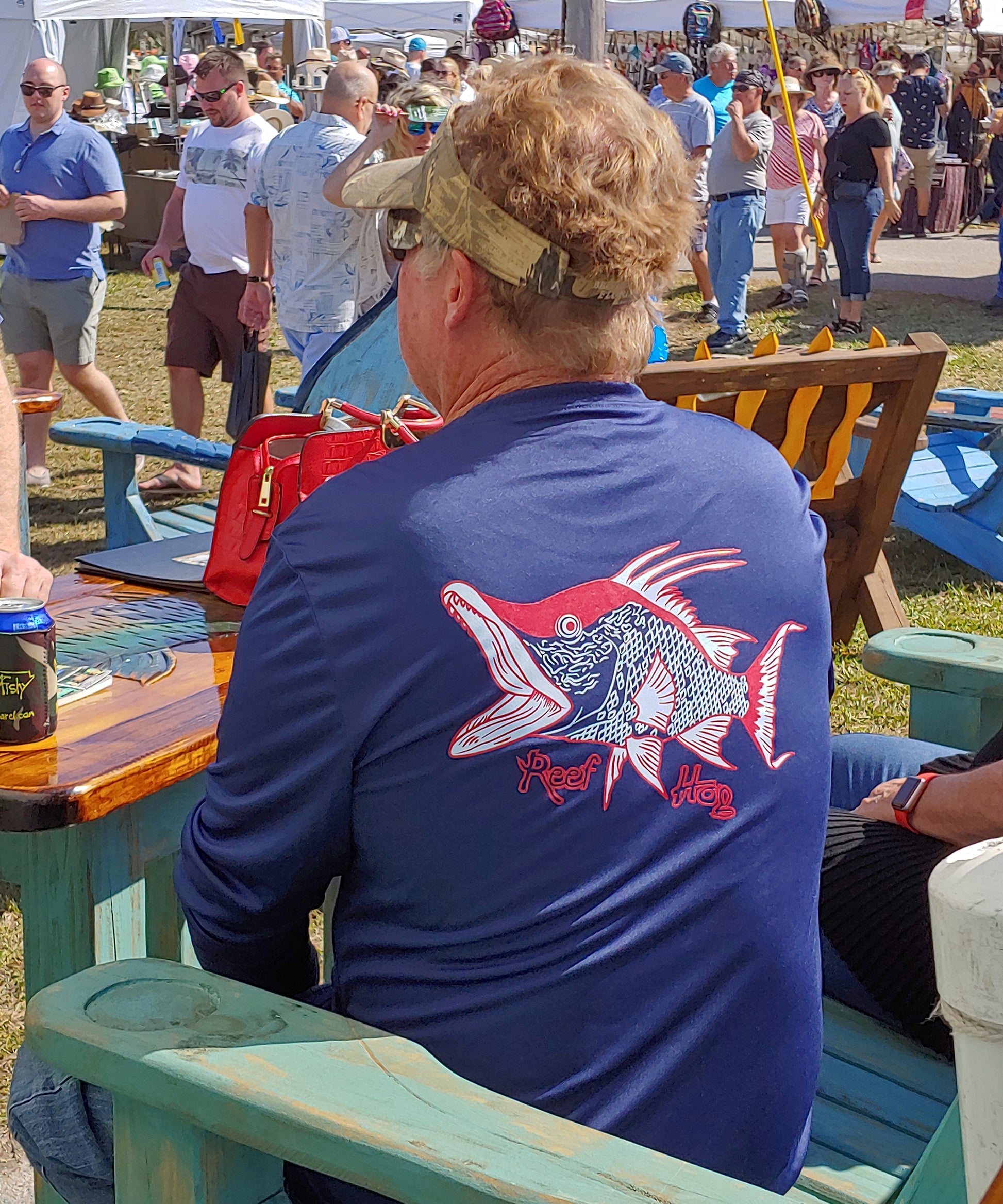 Navy Long Sleeve Hogfish Performance Dry-Fit Sun Protection Shirt with 50+ UV Protection by Reel Fishy Apparel