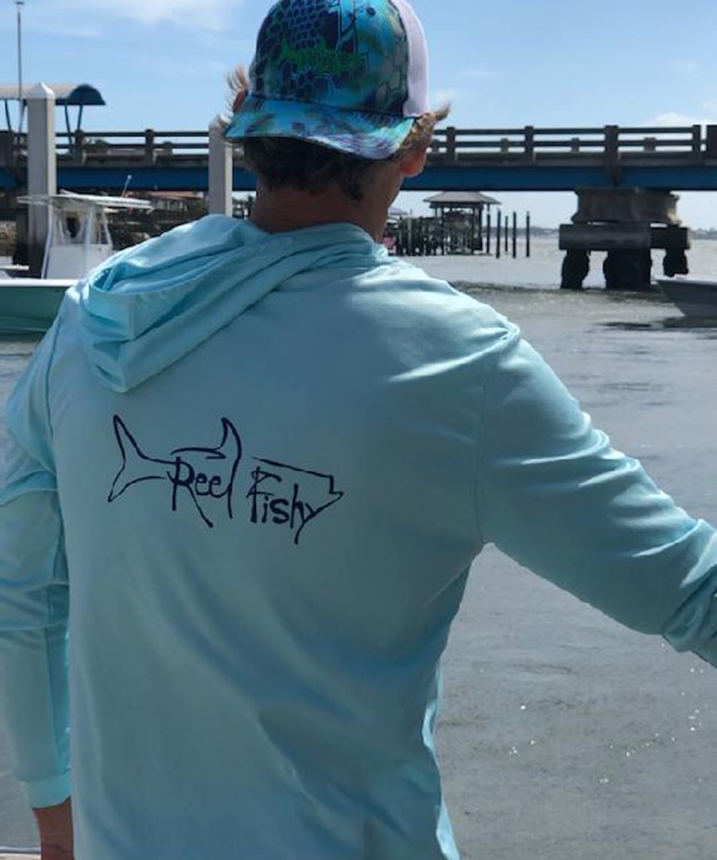 Aqua Blue Tarpon Hoodie Performance Dry-Fit Fishing Long Sleeve Shirts, 50+ UPF Sun Protection - Reel Fishy Apparel