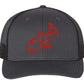 RedfishCharcoal/Black mesh Structured Trucker Hat w/Red logo