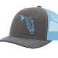 State of Florida Tarpon Reel Fishy Logo - Charcoal/Blue Trucker hat w/Blue Logo
