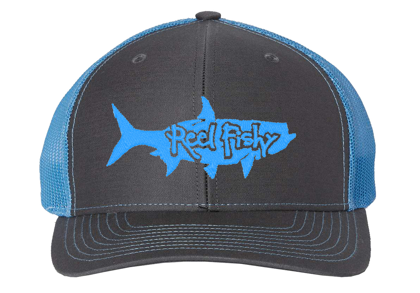 Charcoal/Blue Trucker hat with Blue Tarpon Logo