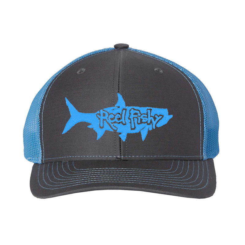 Charcoal/Blue Trucker hat with Blue Tarpon Logo