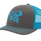 Bass "Reel Hawg" Structured Trucker Hat - Charcoal/Neon Blue - Neon Blue Bass logo