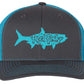 Charcoal/Neon Blue Trucker hat with Neon Blue Tarpon Logo