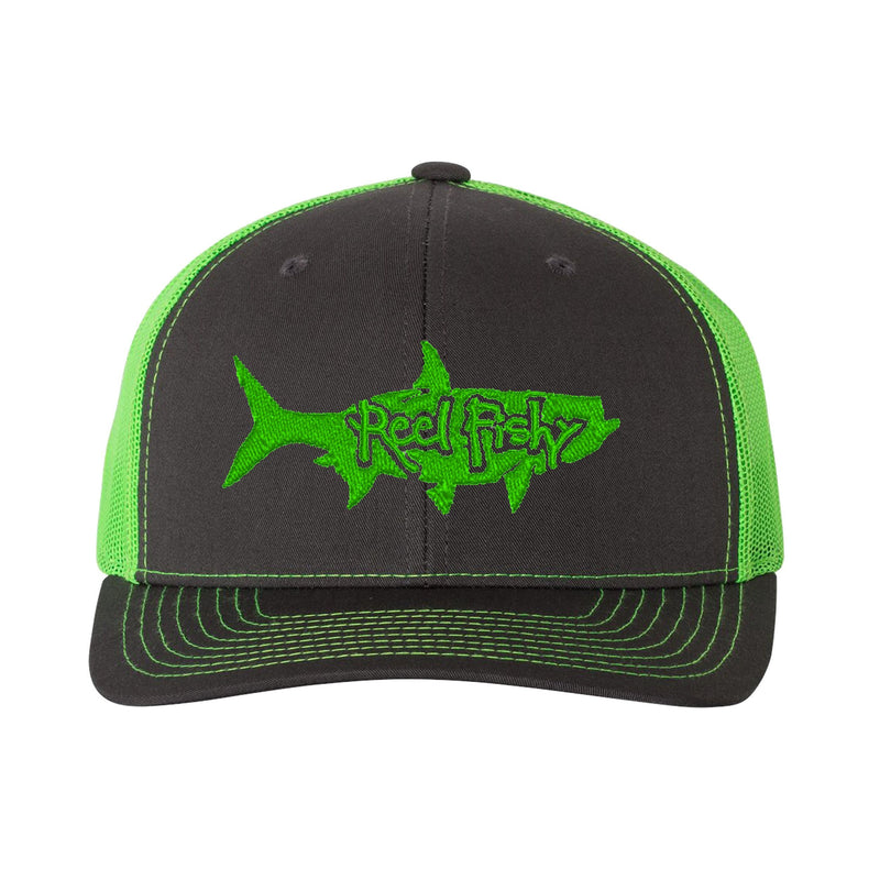 Charcoal/Neon Green Trucker hat with Neon Green Tarpon Logo