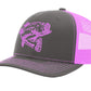 New Bass "Reel Hawg" Structured Trucker Hat - Charcoal/Pink Mesh - Pink Bass logo