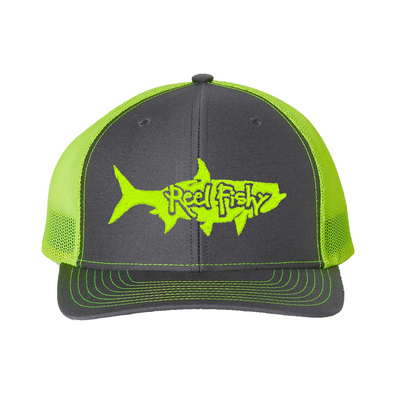 Charcoal/Neon Yellow Trucker hat with Neon Yellow Tarpon Logo