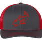 Redfish Charcoal/Red mesh Structured Trucker Hat w/Red Logo