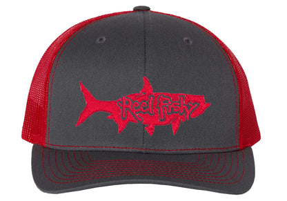 Charcoal/Red Trucker hat with Red Tarpon Logo