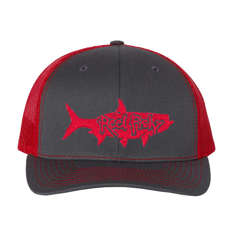 Charcoal/Red Trucker hat with Red Tarpon Logo