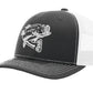 New Bass "Reel Hawg" Structured Trucker Hat - Charcoal/White - White Bass logo