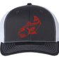 Redfish Charcoal/White mesh Structured Trucker Hat w/Red Logo