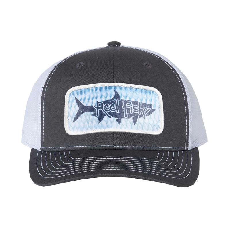 Charcoal/White Trucker hat with Tarpon Patch Logo