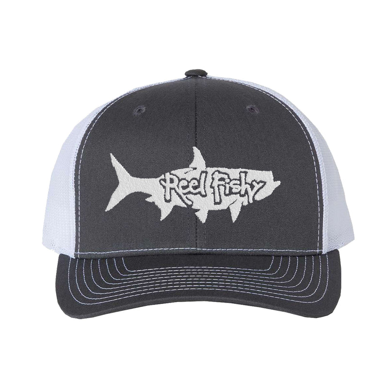 Charcoal/White Trucker hat with White Tarpon Logo