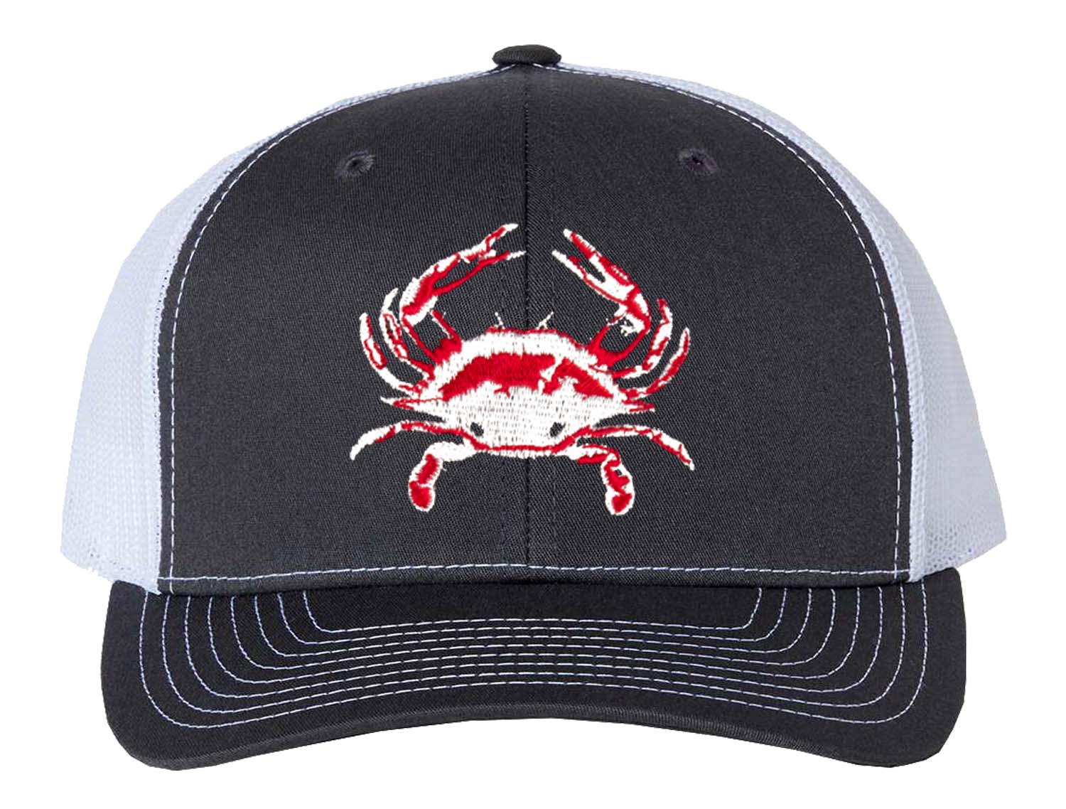 Blue Crab "Reel Crabby" Hat - Charcoal/White Mesh Structured Trucker Hat