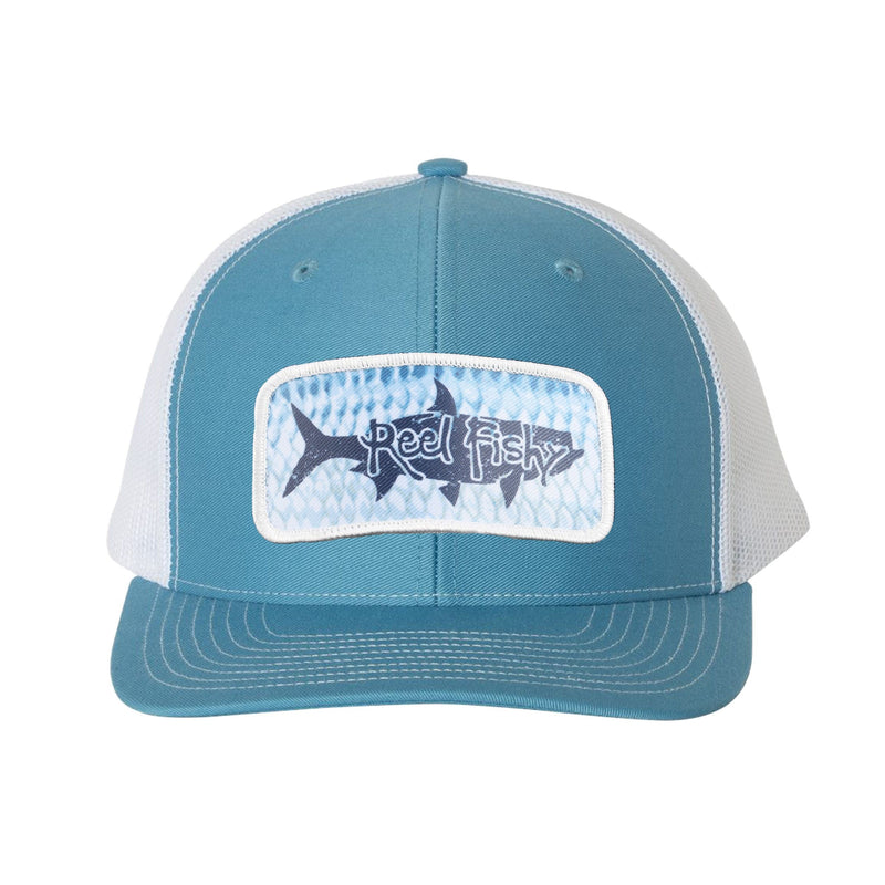 Colonial Blue/White Trucker hat with Tarpon Patch Logo