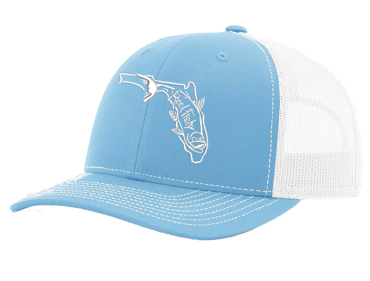 State of Florida Tarpon Reel Fishy Logo - Lt. Blue/White Trucker hat w/White Logo