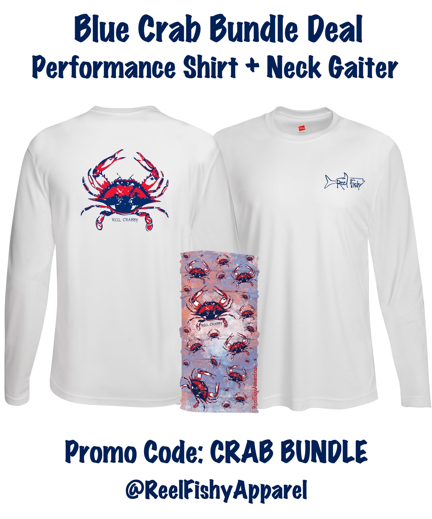 Blue Crab Bundle Deal!  Performance shirt + neck gaiter