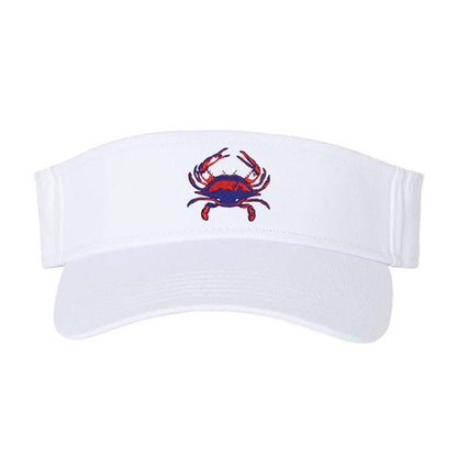Blue crab sun visor in white