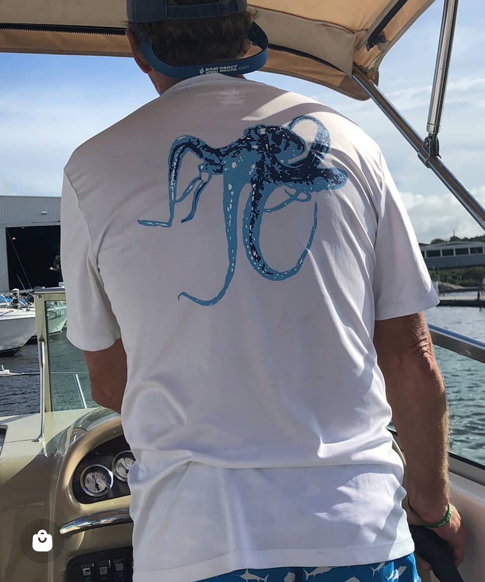 Octopus Performance Dry-Fit 50+uv Sun Protection Shirts -Reel Fishy Apparel S / Navy-Lt. Blue Logo S/S - unisex