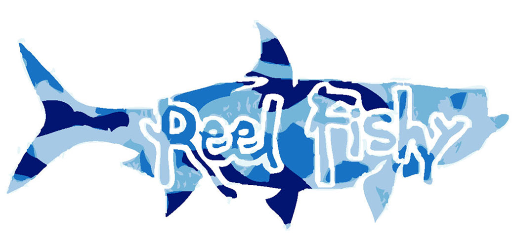 Blue Camo Tarpon Fishing Decal with Reel Fishy Logo