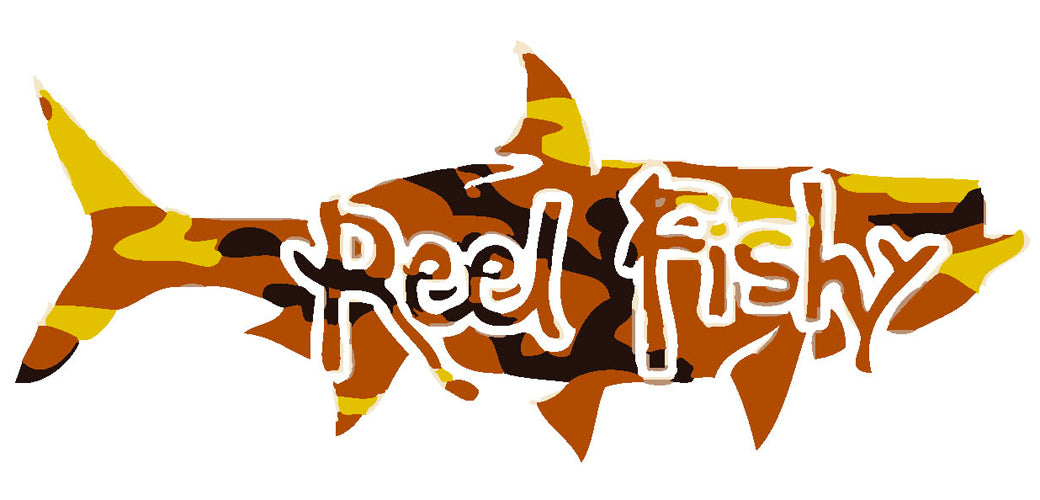 Orange Camo Tarpon Fishing Decal with Reel Fishy Logo
