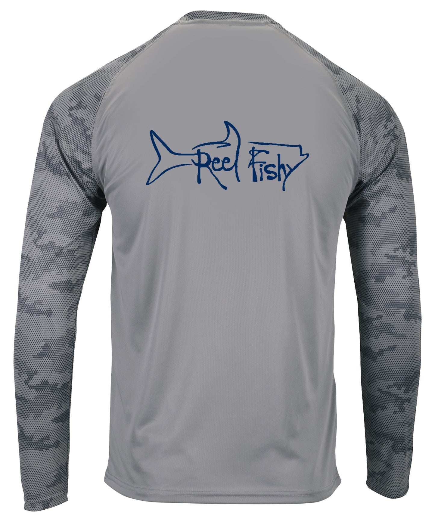 Tarpon Digital Camo Performance Dry-Fit Fishing Long Sleeve Shirts with 50+ UPF Sun Protection - Dk Gray
