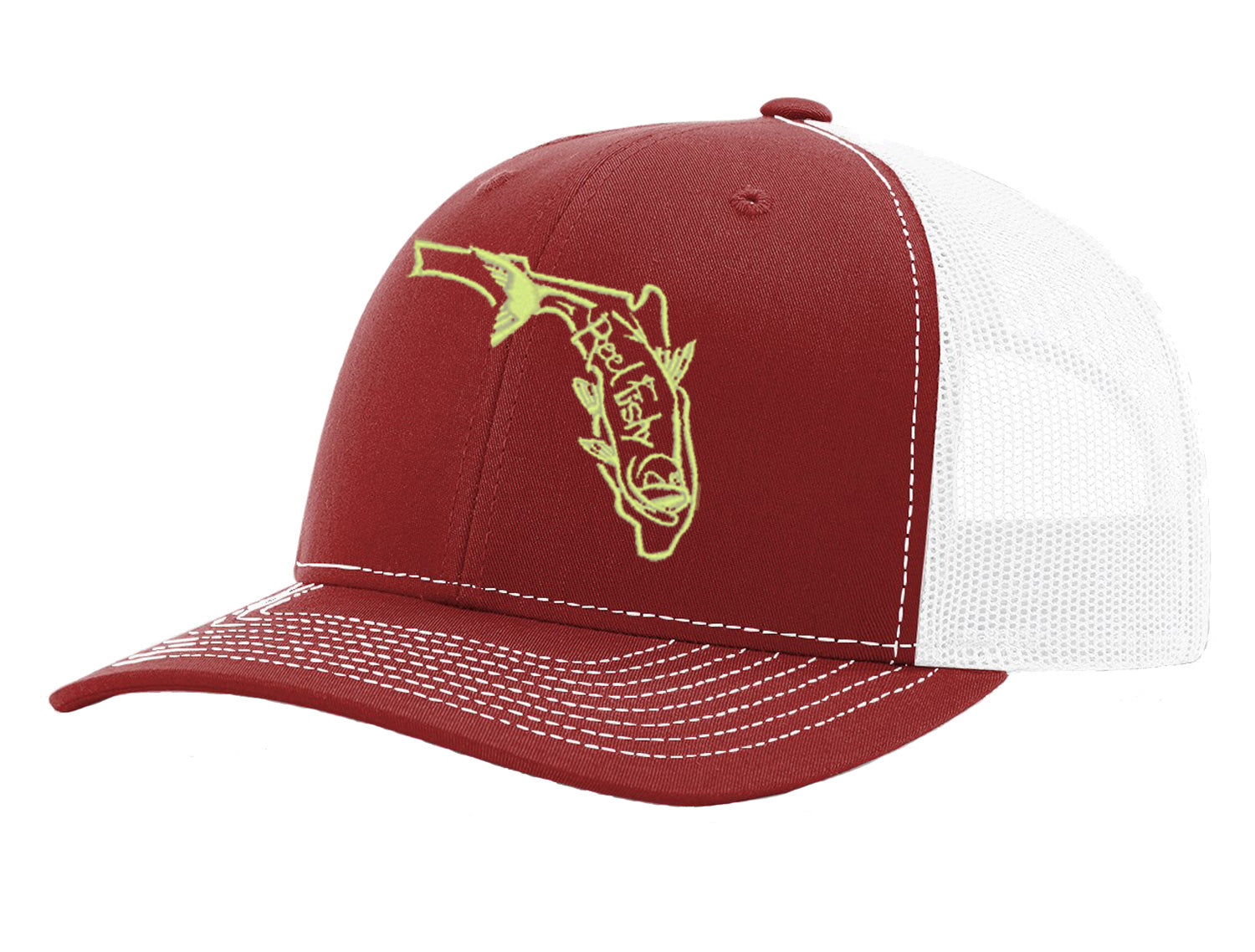 Tarpon Fishing Trucker Hat, Florida Logo Snapback Trucker Cap, Fishing Hat Garnet W/Gold Logo