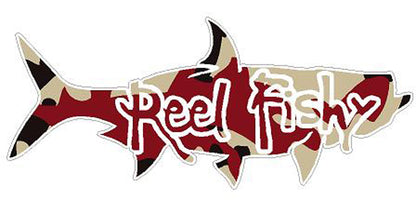 Garnet/Gold 1  Camo Tarpon Fishing Decal with Reel Fishy Logo
