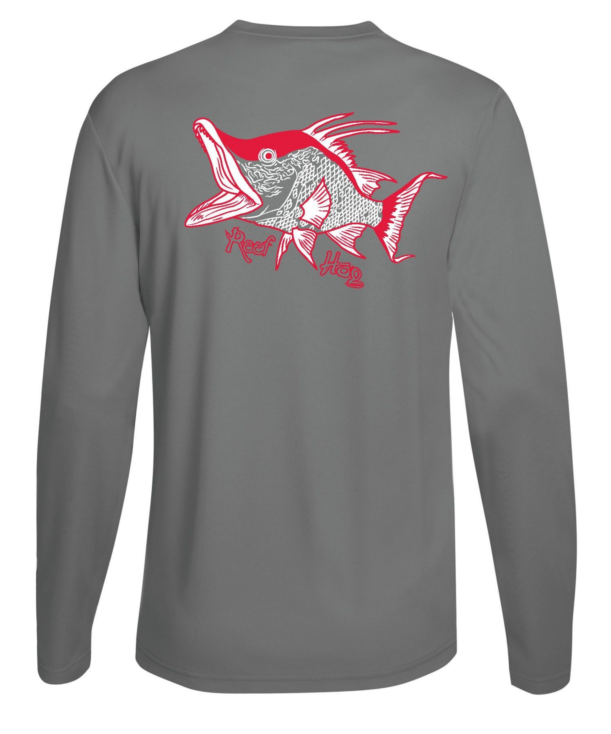 Hogfish Reef Hog Performance Dry-Fit Fishing 50+Upf Sun Shirts M / Gray L/S - unisex