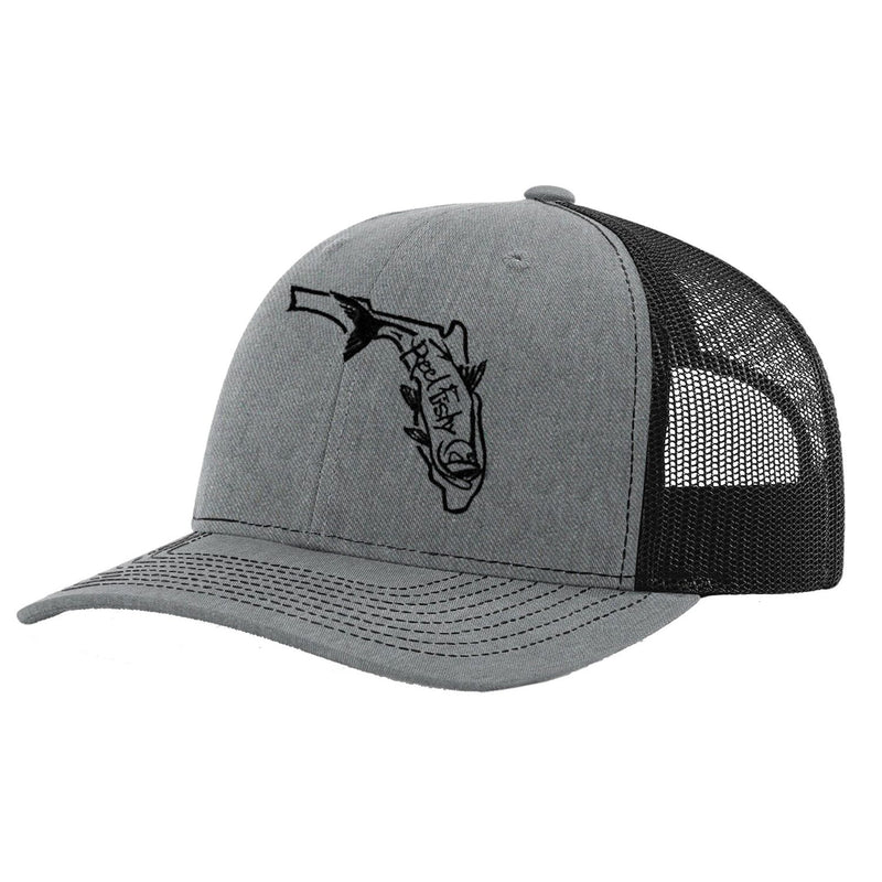 State of Florida Tarpon Trucker Hat in Heahter Gray and Black mesh by Reel Fishy.