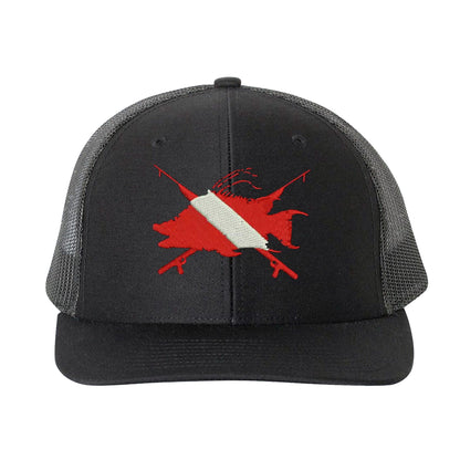 Hogfish Dive Spears Black and Black Mesh Trucker Hat