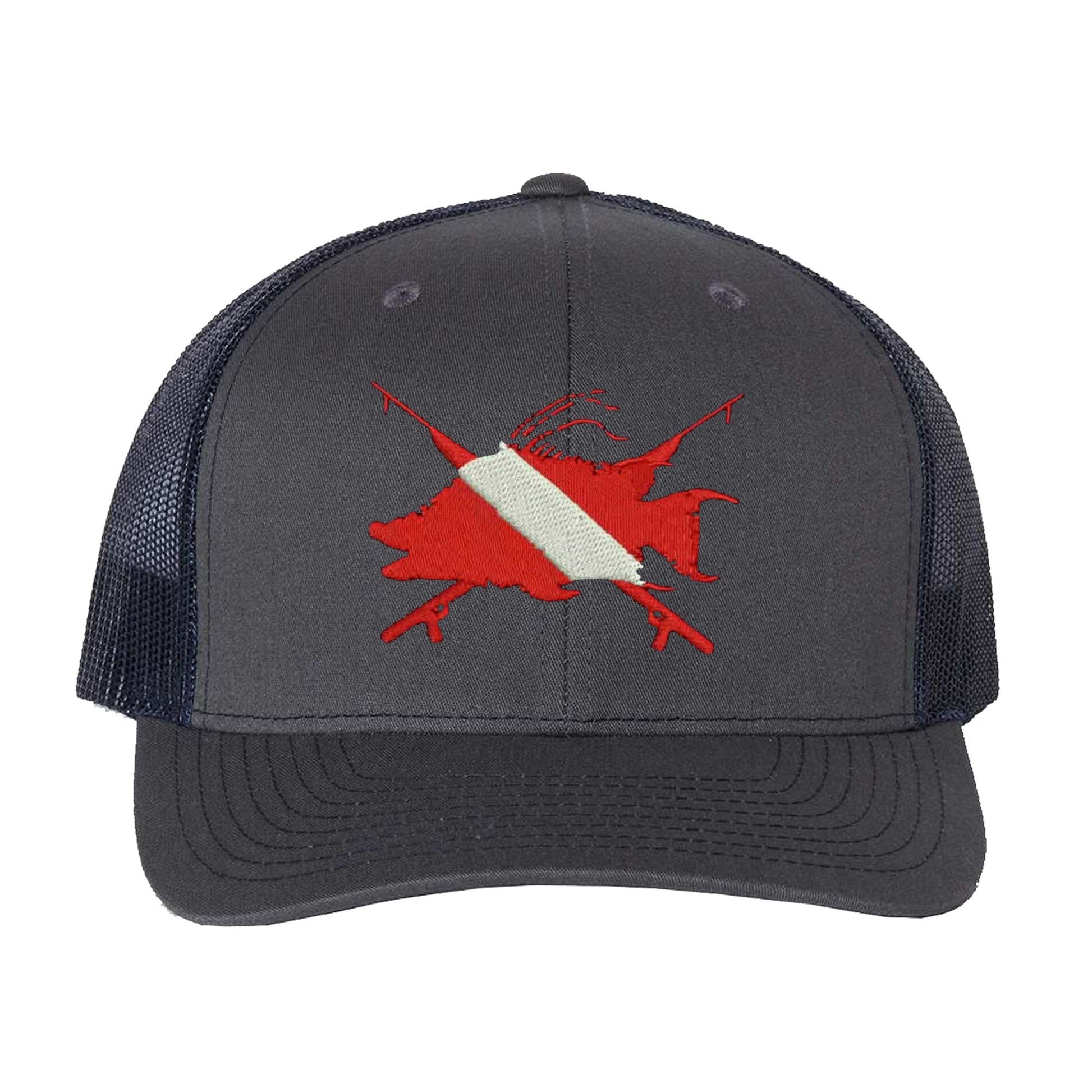 Hogfish Dive Spears Charcoal and Navy Mesh Trucker Hat