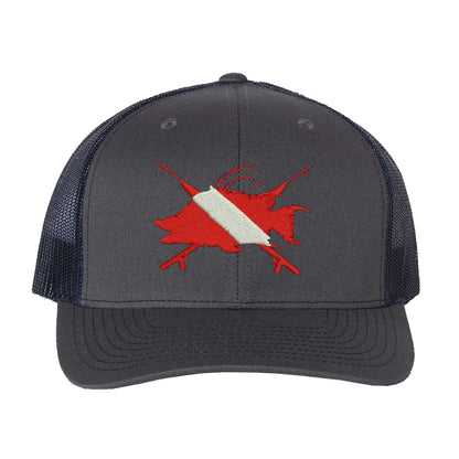 Hogfish Dive Spears Charcoal and Navy Mesh Trucker Hat