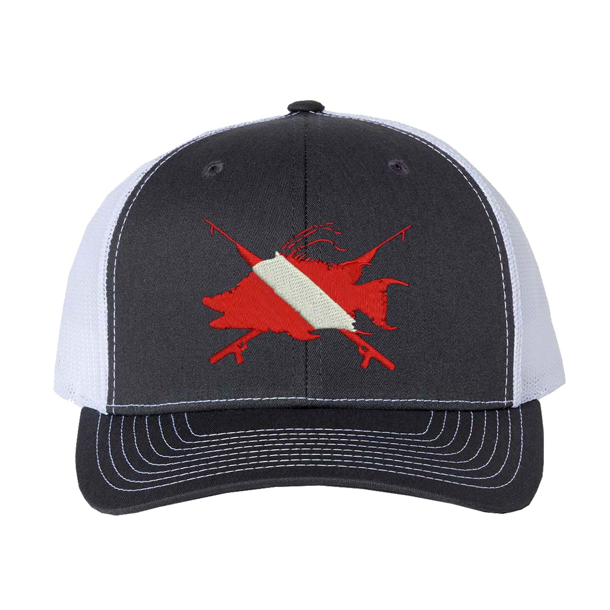 Hogfish Dive Spears Charcoal and White Mesh Trucker Hat